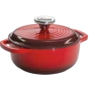 Lodge EC1D43 1.5 Qt. Red Porcelain Enameled Cast Iron Round Dutch Oven With Cover