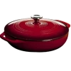 Lodge EC3CC43 3.6 Qt. Red Porcelain Enameled Cast Iron Round Casserole With Cover