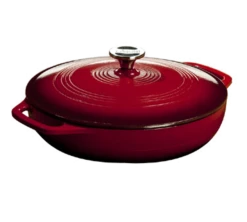 Lodge EC3CC43 3.6 Qt. Red Porcelain Enameled Cast Iron Round Casserole With Cover