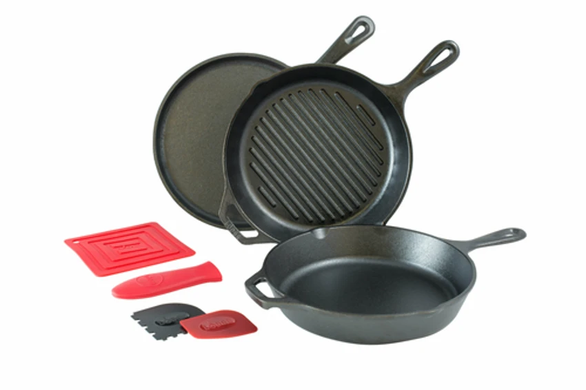 Lodge L6SPA41 13.6" W X 4.45" H 6-Piece Seasoned With Oil Cast Iron Cookware Set (1 Set) 1 Lodge L6SPA41 13.6" W X 4.45" H 6-Piece Seasoned With Oil Cast Iron Cookware Set (1 Set)