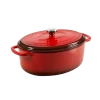 Lodge EC7OD43 7 Qt. Red Porcelain Enameled Cast Iron Oval Dutch Oven With Cover