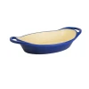 Lodge EC2C32 2 Qt. Indigo Porcelain Enameled Cast Iron Oval Casserole With Handles