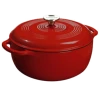 Lodge EC6D43 6 Qt. Red Porcelain Enameled Cast Iron Round Dutch Oven With Cover