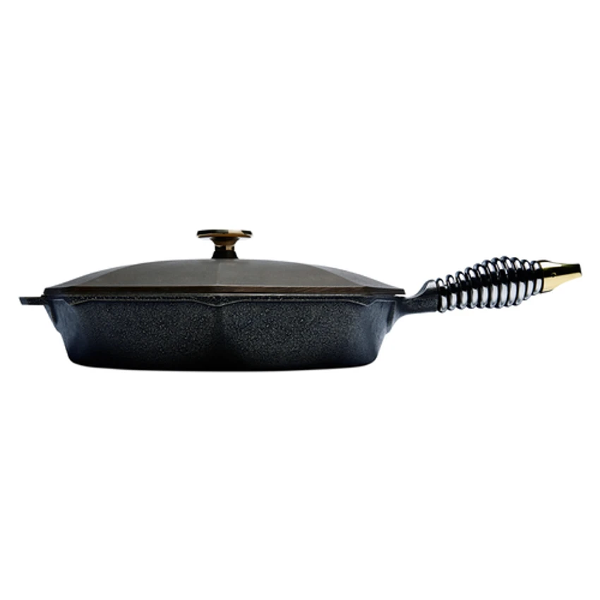 Lodge SL12-10001 12" Octagonal Cast Iron With Lid And Spring Handle Finex® Skillet 2 Lodge SL12-10001 12" Octagonal Cast Iron With Lid And Spring Handle Finex® Skillet - Image 2