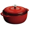 Lodge EC4D43 4.6 Qt. Red Porcelain Enameled Cast Iron Round Dutch Oven With Cover