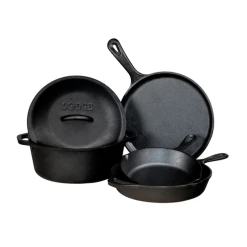 Lodge L5HS3 5-Piece Seasoned With Oil Cast Iron Cookware Set (1 Set)
