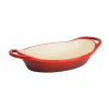 Lodge EC2C43 2 Qt. Red Porcelain Enameled Cast Iron Oval Casserole With Handles