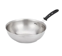 Vollrath 77754 14" Dia. 3 Layer Construction Stainless Steel Interior Aluminum Core Exterior Silicone Insulated Handle Induction Gas Electric Ceramic Cooktops Tribute 3-Ply Stir Fry Pan