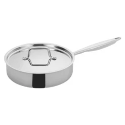 Winco TGET-3 9.5" 3 Qt. Stainless Steel And Aluminum Tri-Gen Induction-Ready Saute Pan