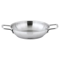 Winco SSOP-9 9.5" Round Stainless Steel Induction Omelet Pan With Handles
