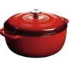 Lodge EC7D43 7.5 Qt. Round Red Porcelain Enameled Cast Iron Dutch Oven