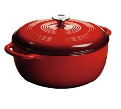 Lodge EC7D43 7.5 Qt. Round Red Porcelain Enameled Cast Iron Dutch Oven