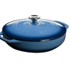 Lodge EC3CC33 3.6 Qt. Blue Porcelain Enameled Cast Iron Round Casserole With Cover