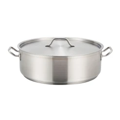 Winco SSLB-30 30 Qt. Aluminum Round Premium Brazier With Cover