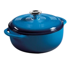 Lodge EC4D33 4.6 Qt. Blue Porcelain Enameled Cast Iron Round Dutch Oven With Cover