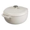 Lodge EC7D13 12.9375" Round Oyster White Porcelain Enameled Cast Iron Dutch Oven