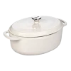 Lodge EC7OD13 7 Qt. Round Oyster White Porcelain Enameled Cast Iron Dutch Oven