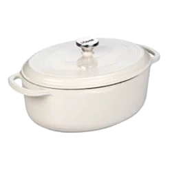 Lodge EC7OD13 7 Qt. Round Oyster White Porcelain Enameled Cast Iron Dutch Oven