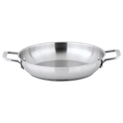 Winco SSOP-11 11" Round Stainless Steel Induction Omelet Pan With Handles