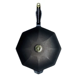 Lodge SL12-10001 12" Octagonal Cast Iron With Lid And Spring Handle Finex® Skillet