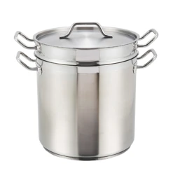 Winco ALDB-12 12 Qt Aluminum & Stainless Steel Double Boiler Set