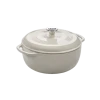 Lodge EC6D13 6 Qt. Oyster White Porcelain Enameled Cast Iron Round Dutch Oven With Cover