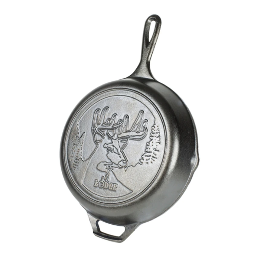 Lodge L8SKWLDR 10.6875" Round Cast Iron With Helper Handle Wildlife Series Skillet (3 Each Per Case) 2 Lodge L8SKWLDR 10.6875" Round Cast Iron With Helper Handle Wildlife Series Skillet (3 Each Per Case) - Image 2