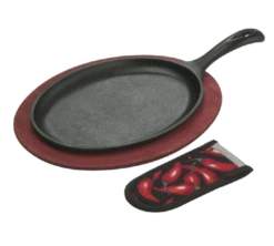 Lodge LFSR3 9.5" W X 1.6" D Cast Iron Oval Fajita Set (6 Set Per Case)