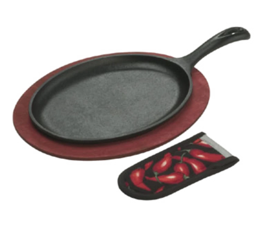 Lodge LFSR3 9.5" W X 1.6" D Cast Iron Oval Fajita Set (6 Set Per Case) 1 Lodge LFSR3 9.5" W X 1.6" D Cast Iron Oval Fajita Set (6 Set Per Case)