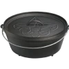 Lodge L12CO3BS 6 Qt. Black Cast Iron Round Boy Scout Camp Dutch Oven With Cover