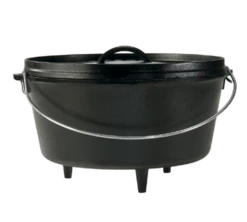 Lodge L12DCO3 13.25" Round Cast Iron With Wire Bail Handle Camp Dutch Oven