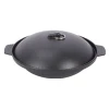Winco CSW-75 7" 19 Oz. Cast Iron Black Round Mini Casserole Wok (1 Set)