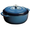 Lodge EC7D33 7.5 Qt. Blue Porcelain Enameled Cast Iron Round Dutch Oven With Cover