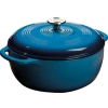 Lodge EC6D33 6 Qt. Blue Porcelain Enameled Cast Iron Round Dutch Oven With Cover