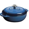 Lodge EC3D33 3 Qt. Blue Porcelain Enameled Cast Iron Round Dutch Oven With Cover