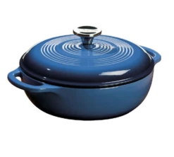 Lodge EC3D33 3 Qt. Blue Porcelain Enameled Cast Iron Round Dutch Oven With Cover
