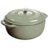 Lodge EC6D50 6 Qt. Round Desert Sage Porcelain Enameled Cast Iron Dutch Oven