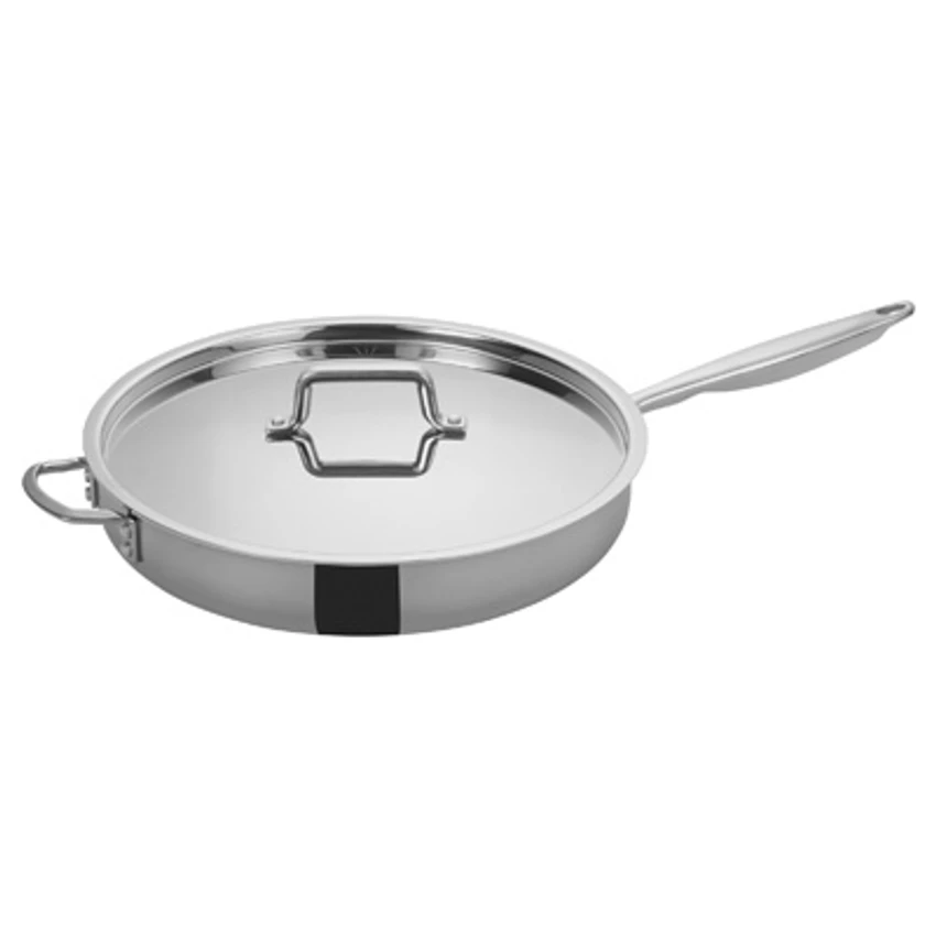 Winco TGET-7 14" 7 Qt. Stainless Steel And Aluminum Tri-Gen Induction-Ready Saute Pan 1 Winco TGET-7 14" 7 Qt. Stainless Steel And Aluminum Tri-Gen Induction-Ready Saute Pan