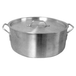 Thunder Group ALSKBP008 40 Qt. Aluminum Mirror-Finish With Cover Brazier Pot